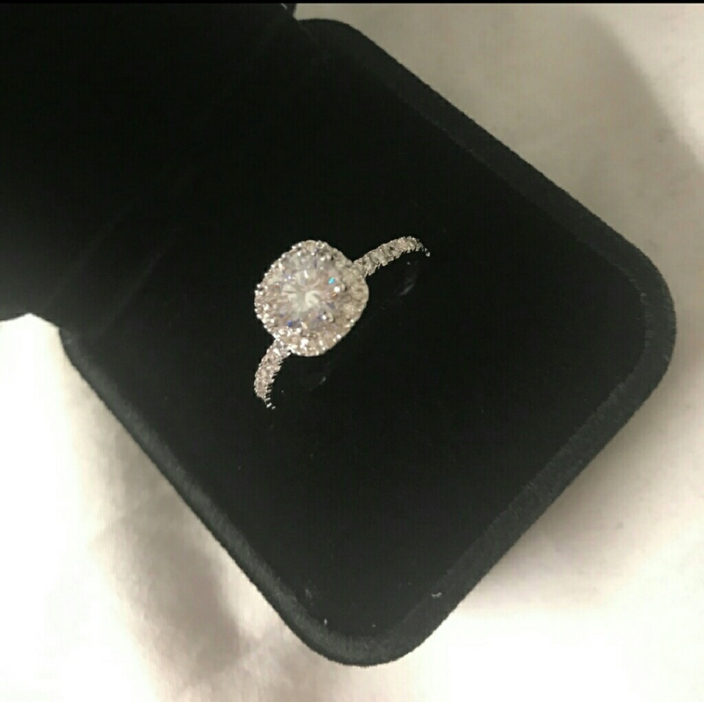 18k white gold plated engagement ring